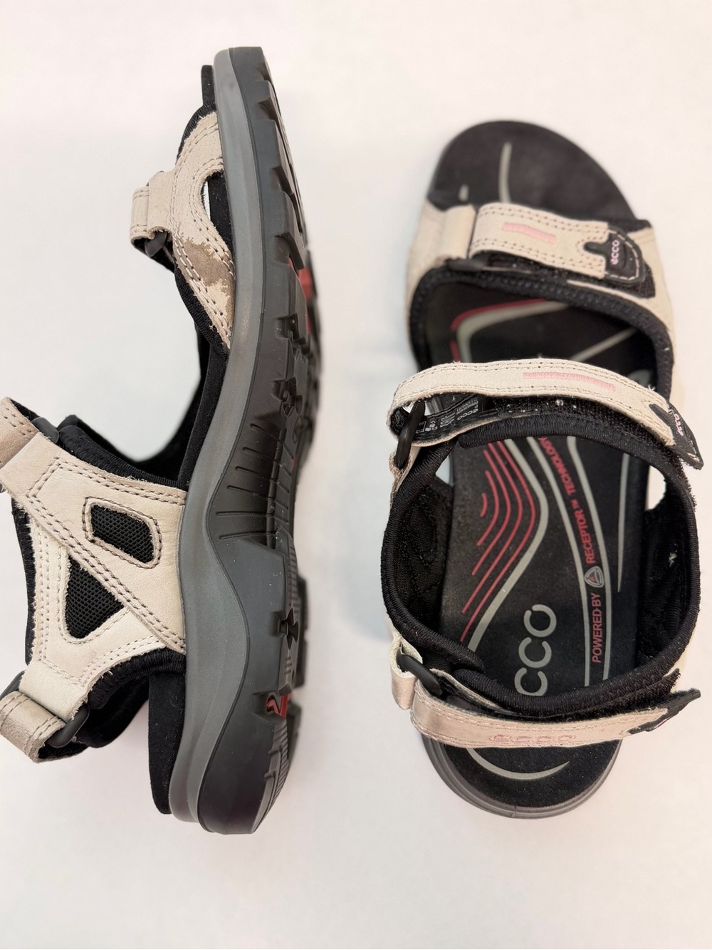 ECCO Yucatan Women Performance Hiking Sandals Beige Black Pink EU 40 US 9-9.5
